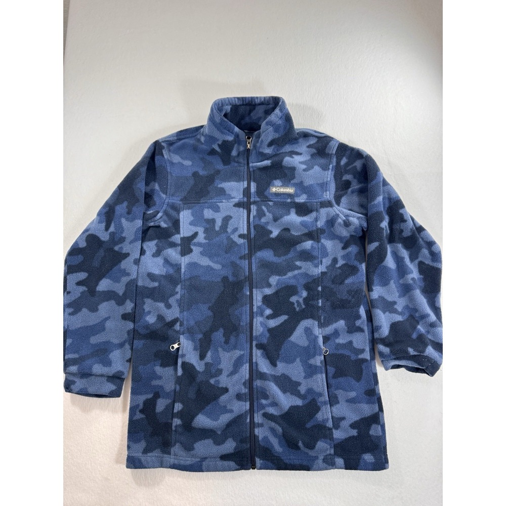 Columbia Jacket Womens Large Blue Camo Benton Springs Full Zip Fleece Outdoors